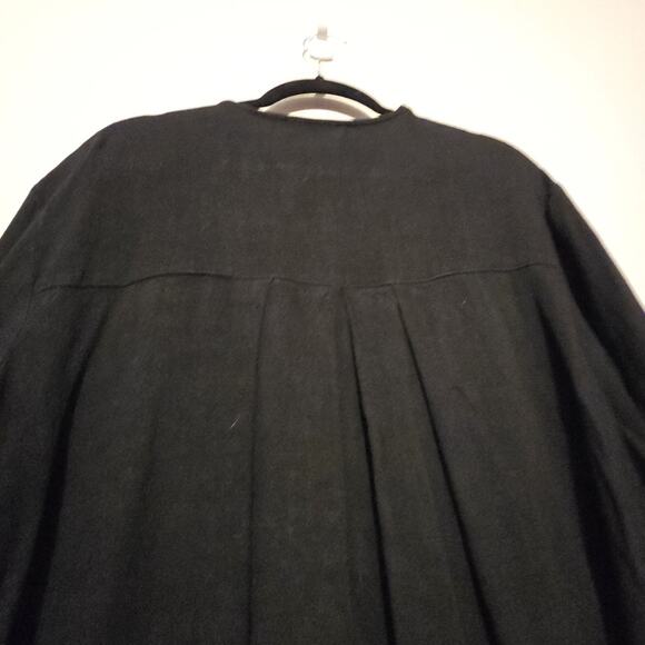 Umgee Linen Blend Jacket Womens MED Black Pockets Frayed Lagenlook Artsy Boho - Picture 11 of 11